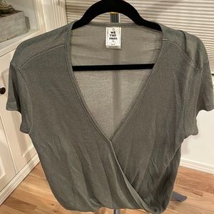 Olive green extra small short sleeve light sweater wrap